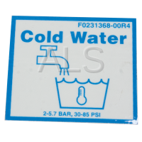 IPSO Parts - Ipso #F0231368-00R4 Washer LABEL VALVE-COLD WATER