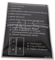 Huebsch Parts - Huebsch #800137R4 Washer LABEL OPERATING INSTRUCTIONS