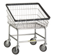 R&B Wire Products - R&B Wire #100T Rolling Front Load Laundry Cart/Chrome Basket on Wheels