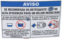 Speed Queen Parts - Speed Queen #806879 Washer/Dryer LABEL,NOTICE-HE DETERGENT(COLUMBIA SPAN)