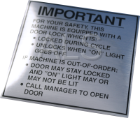 Speed Queen Parts - Speed Queen #81504 Washer STICKER DOOR LOCK