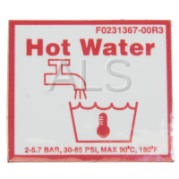 Alliance Parts - Alliance #F0231367-00R3 Washer LABEL VALVE-HOT WATER
