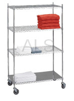 R&B Wire Products - R&B Wire #LC183672SOL Linen Cart 18x36x72 w/Solid Bottom 16 gauge Chrome Plated Shelf