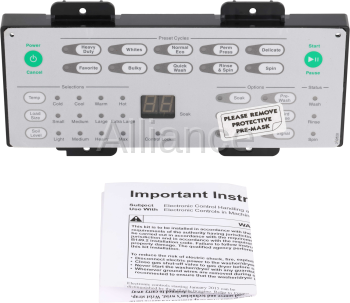 Speed Queen #202769P Washer ASSY,CNTRL & OVRLY H4 STD BLU 120V