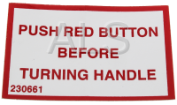 Commercial Unimac Washer Parts - Commercial Unimac UC50PC2 Washer-Extractor Parts - Unimac Parts - Unimac #F230661 Washer DECAL PUSH RED BTN