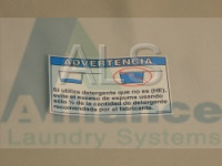 Commercial Huebsch Washer Parts - Commercial Huebsch HWR973*N1102 Front-Load Washer Parts - Huebsch Parts - Huebsch #802838R2 Washer/Dryer LABEL OVERSUDSING-SPANISH