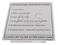 Commercial Alliance Dryer Parts - Commercial Alliance RDELYFGS151CW01 Dryer Parts - Alliance Parts - Alliance #504585R4 Dryer LABEL,OP INSTRUCTIONS-COMML DRYER