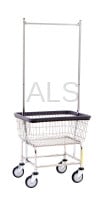 Laundry Supplies - Laundry Carts & Baskets - R&B Wire Products - R&B Wire #100CECSINGLE58CKD Freight Saver 100E58 Wire Cart with Double Pole Rack, Chrome (Ships in 1 box)