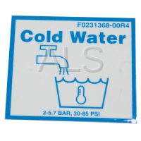 Ipso #F0231368-00R4 Washer LABEL VALVE-COLD WATER