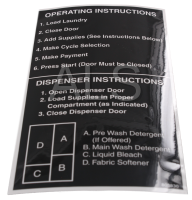 Commercial Huebsch Washer Parts - Commercial Huebsch HFNNERSP115CW01 Washer Parts - Huebsch Parts - Huebsch #805830 Washer LABEL OPERATING INSTRUCTIONS