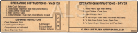 Huebsch #D505052R2 Washer/Dryer LABEL INSTRUCTION PLATE