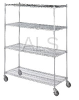 Laundry Supplies - Laundry Carts & Baskets - R&B Wire Products - R&B Wire #LC184872 Linen Cart 18x48x72, 4 Wire Shelves