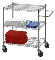 Laundry Supplies - Laundry Carts & Baskets - R&B Wire Products - R&B Wire #UC2448 Linen Cart 24x48x42, 3 Wire Shelves